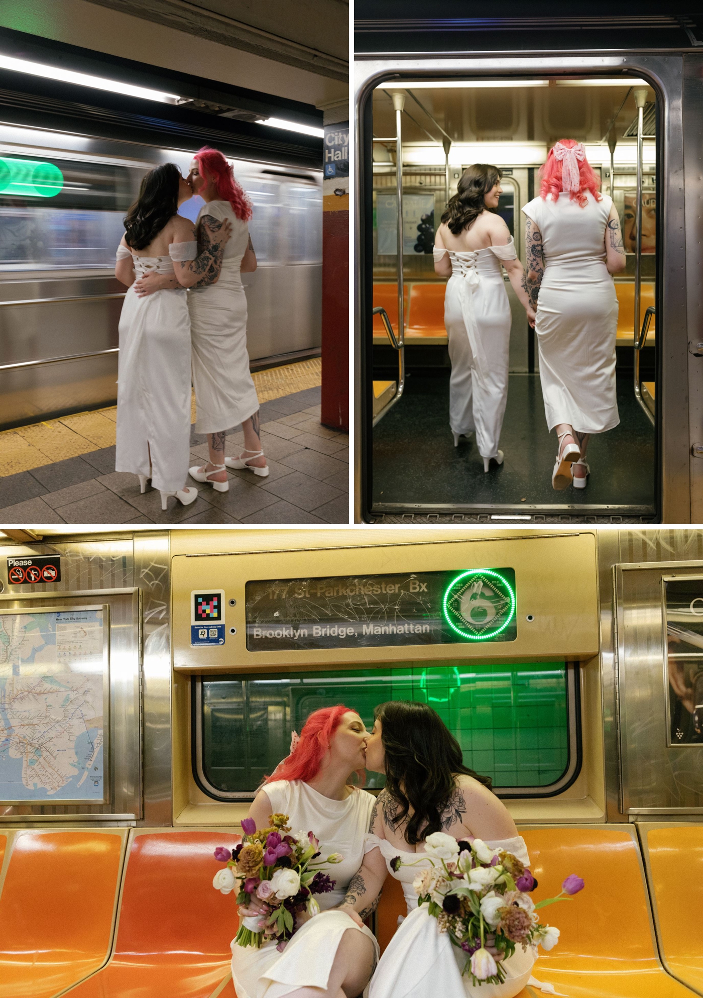 NYC Subway portraits after a city hall elopement