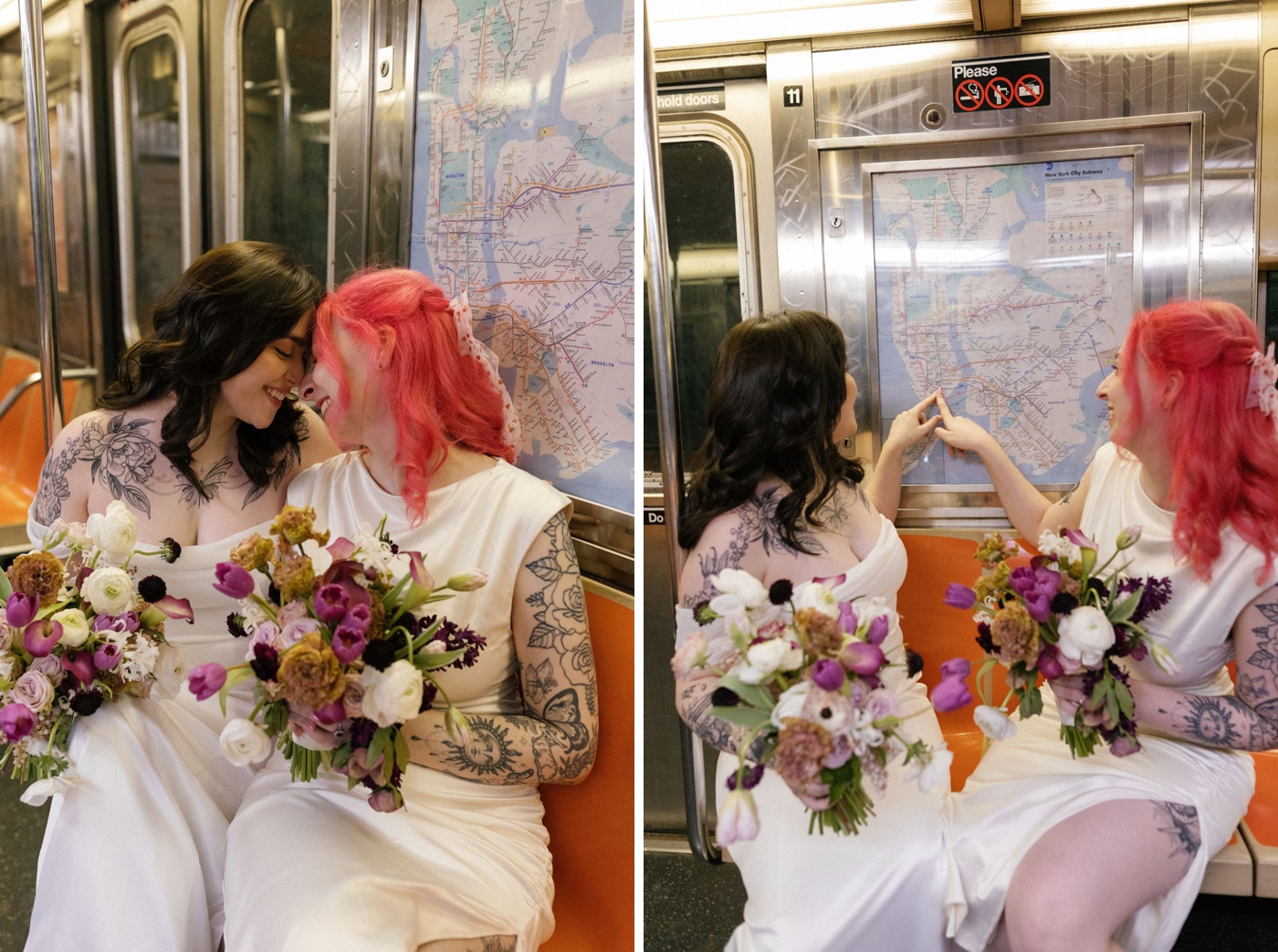 NYC Subway portraits after a city hall elopement