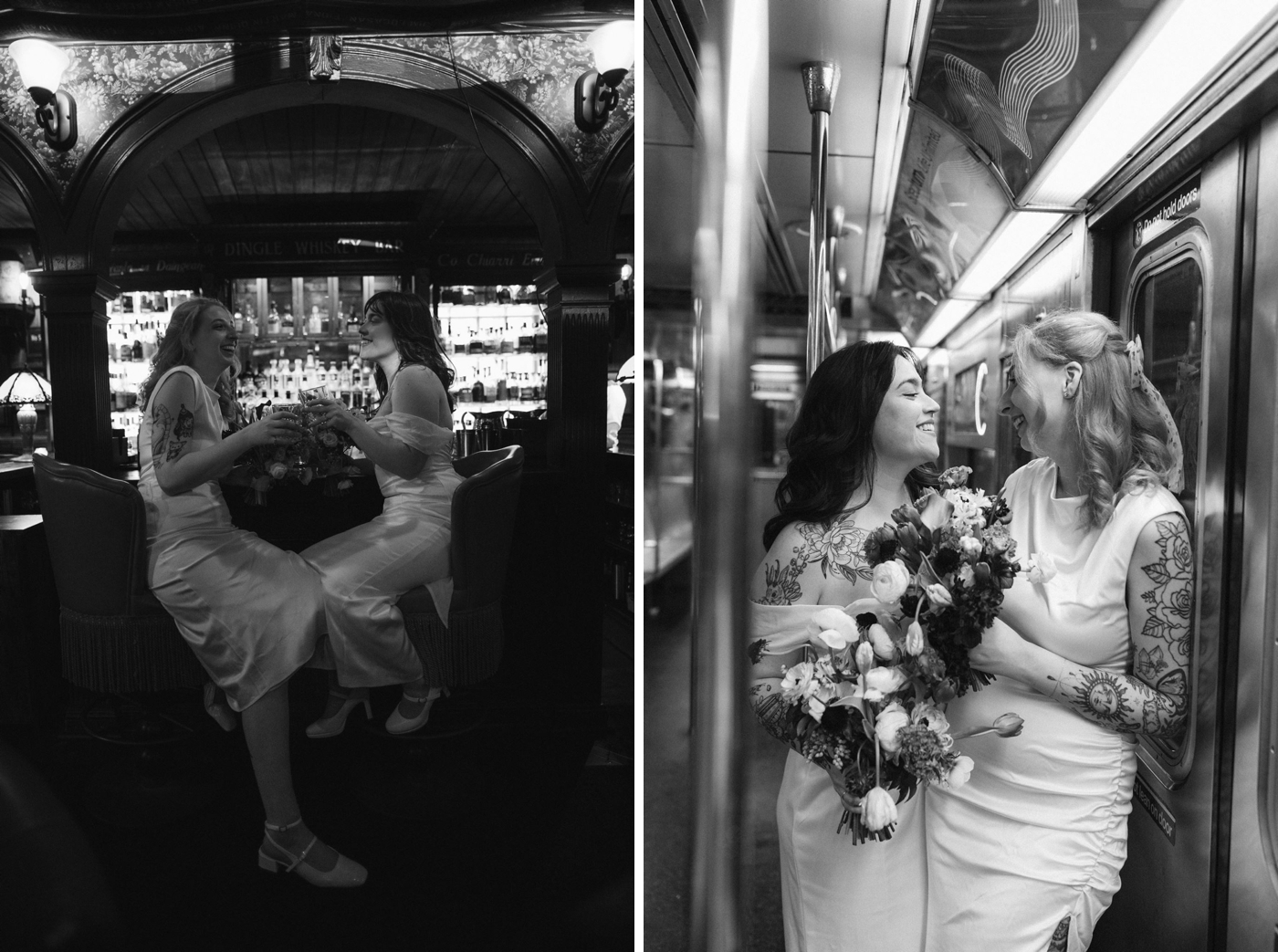Black and white elopement photography in NYC