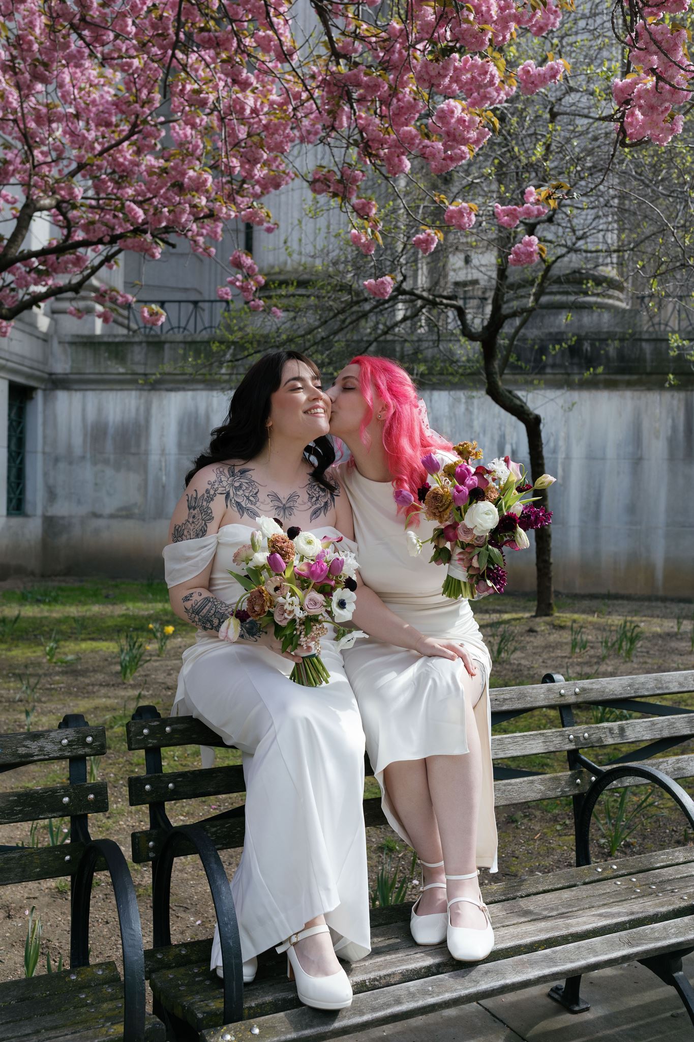 NYC City Hall Elopement under the cherry blossoms
