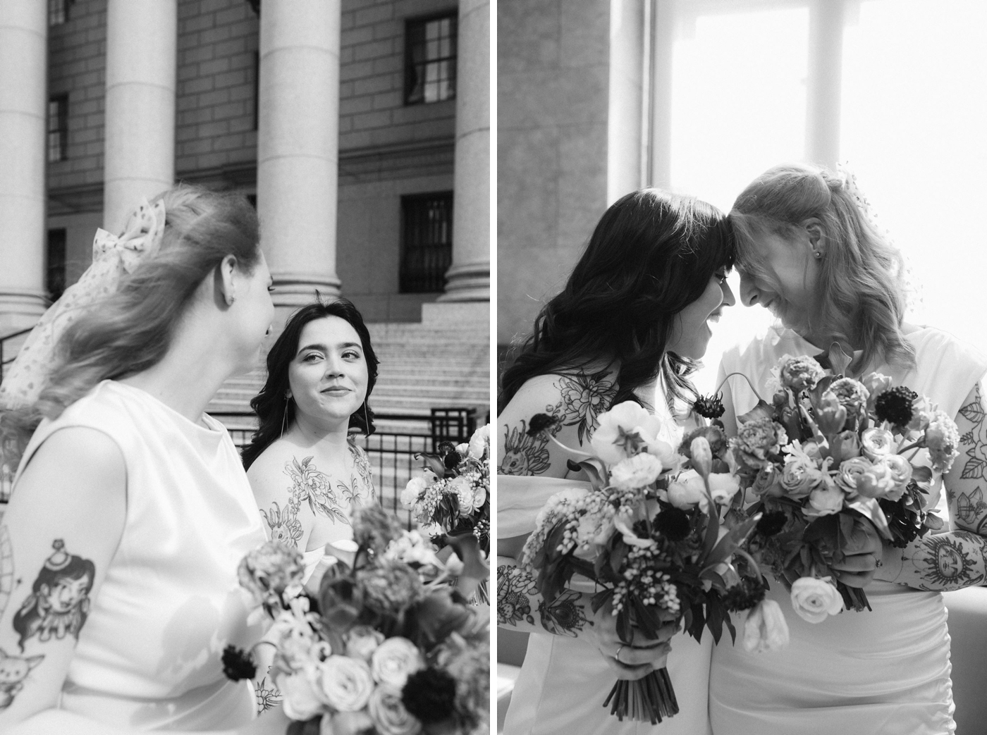Black and white elopement photography in NYC