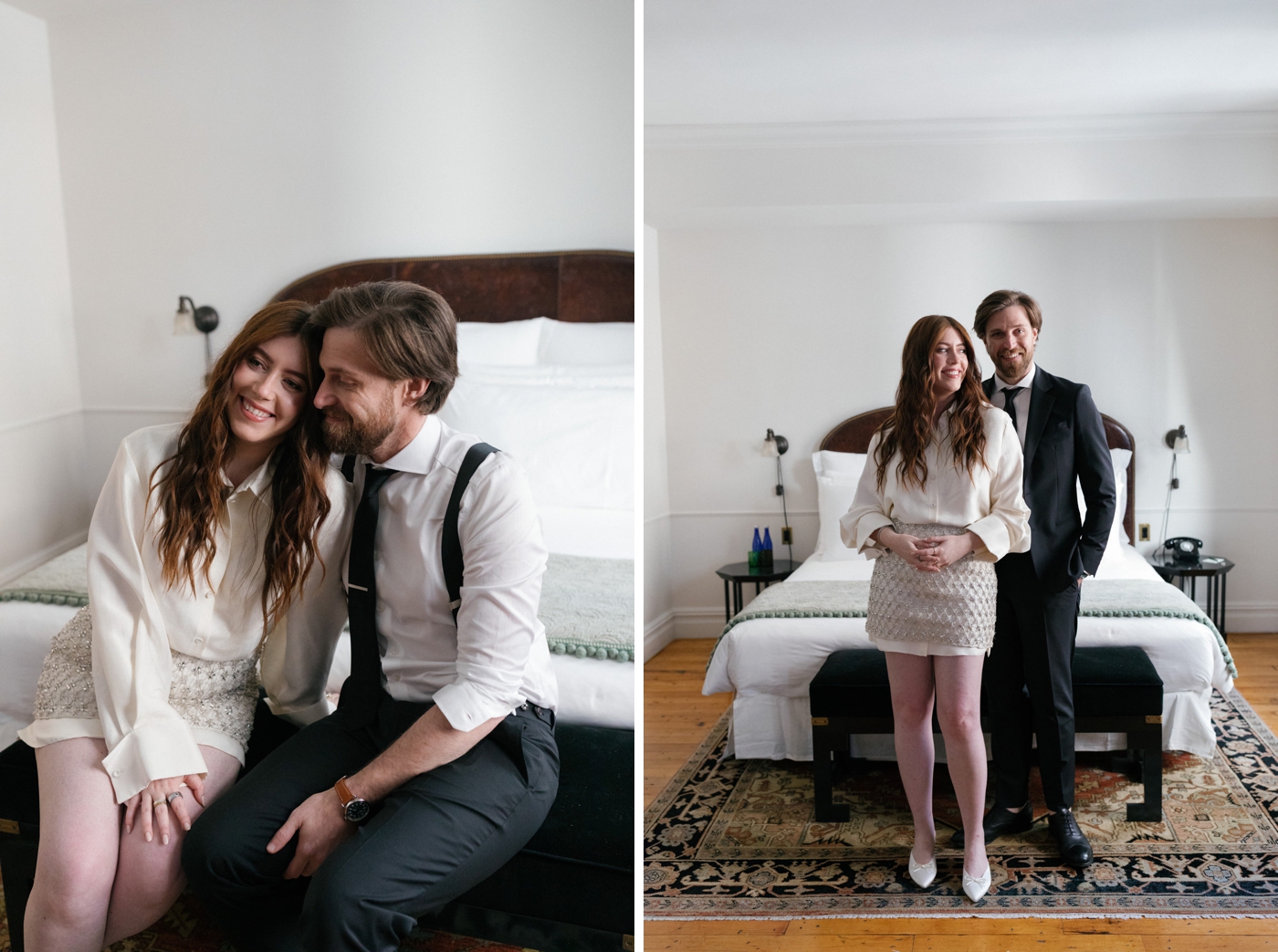 Bride and groom getting ready at The Ned NoMad hotel in New York City