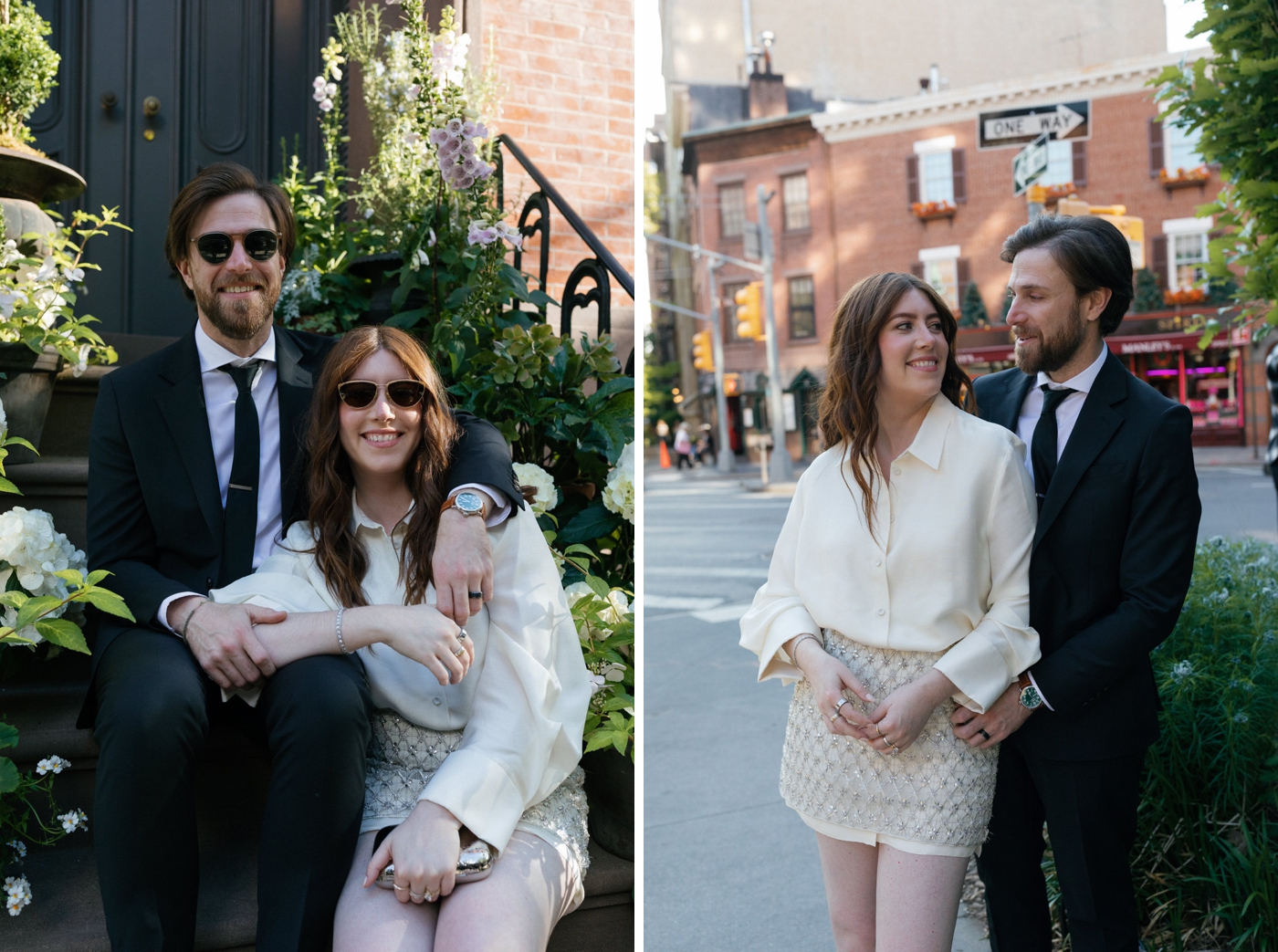 Bride and groom elopement portraits around NYC