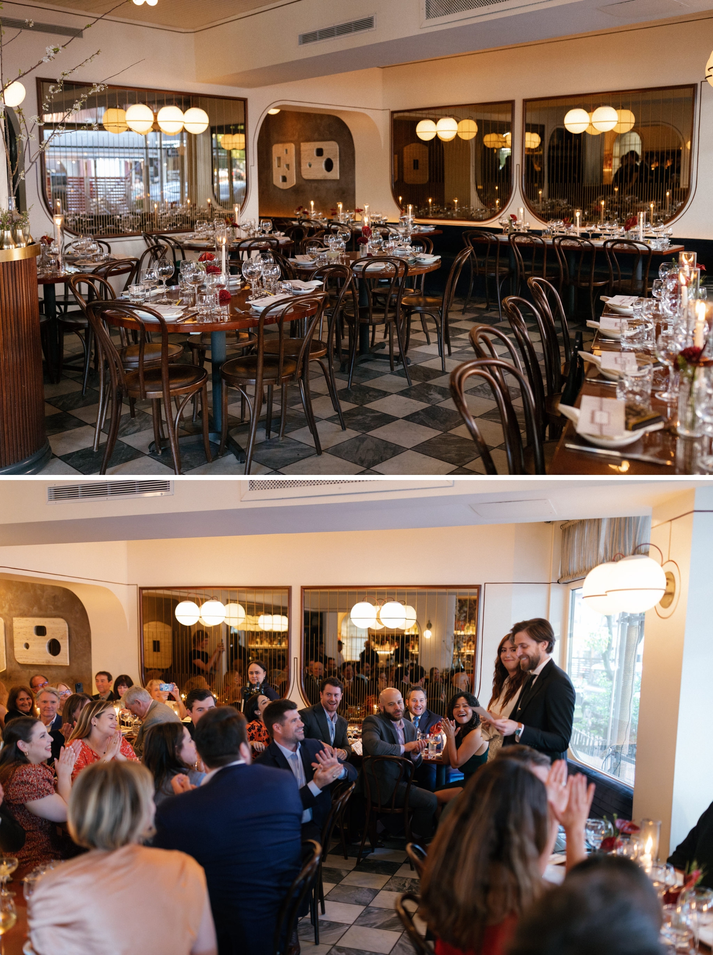 Intimate dinner reception at Don Angie