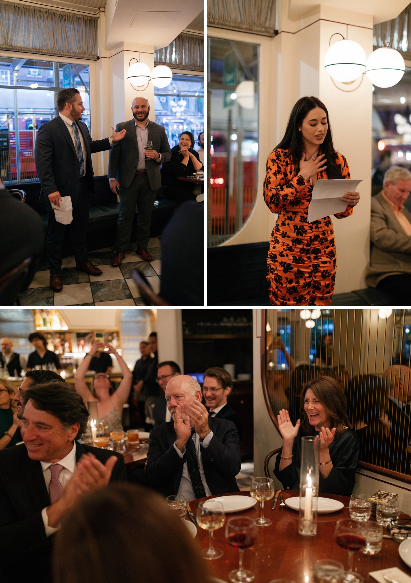 Toasts and speeches during the wedding reception at Don Angie