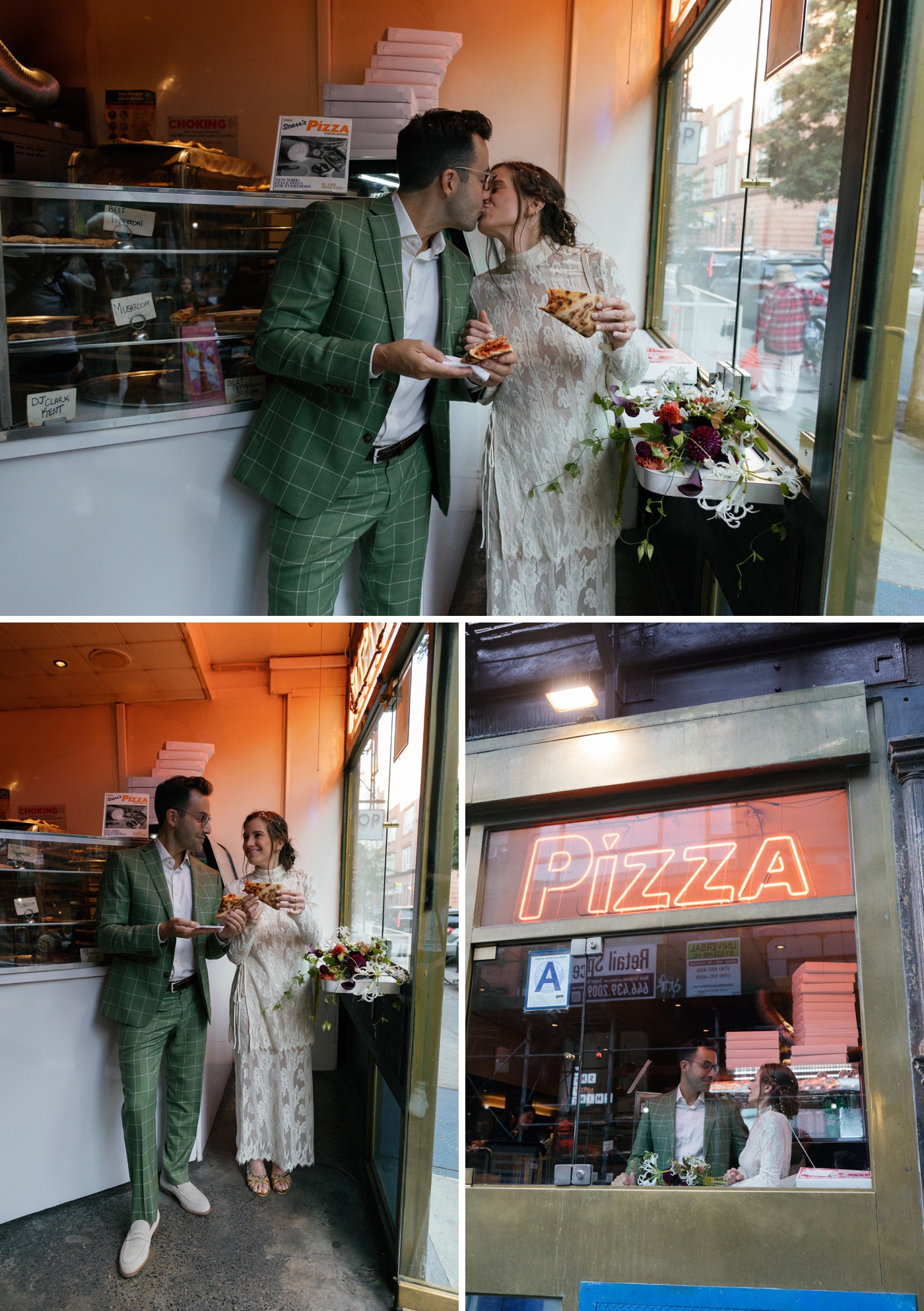 NYC elopement photography at Scarrs Pizza