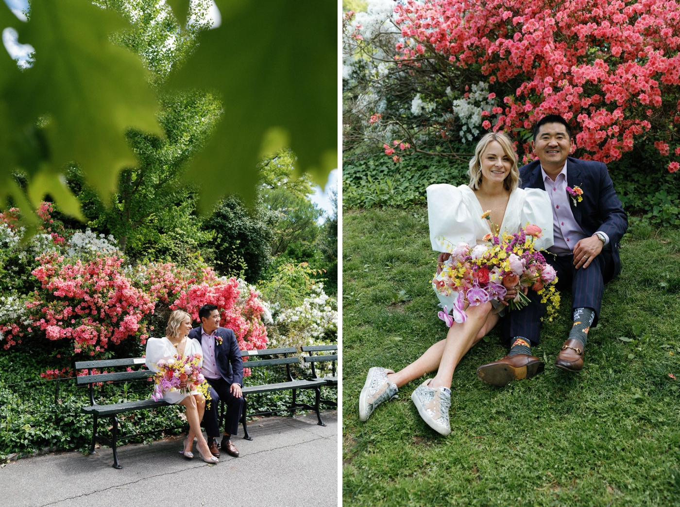 Colorful central park elopement photos and timeline guide