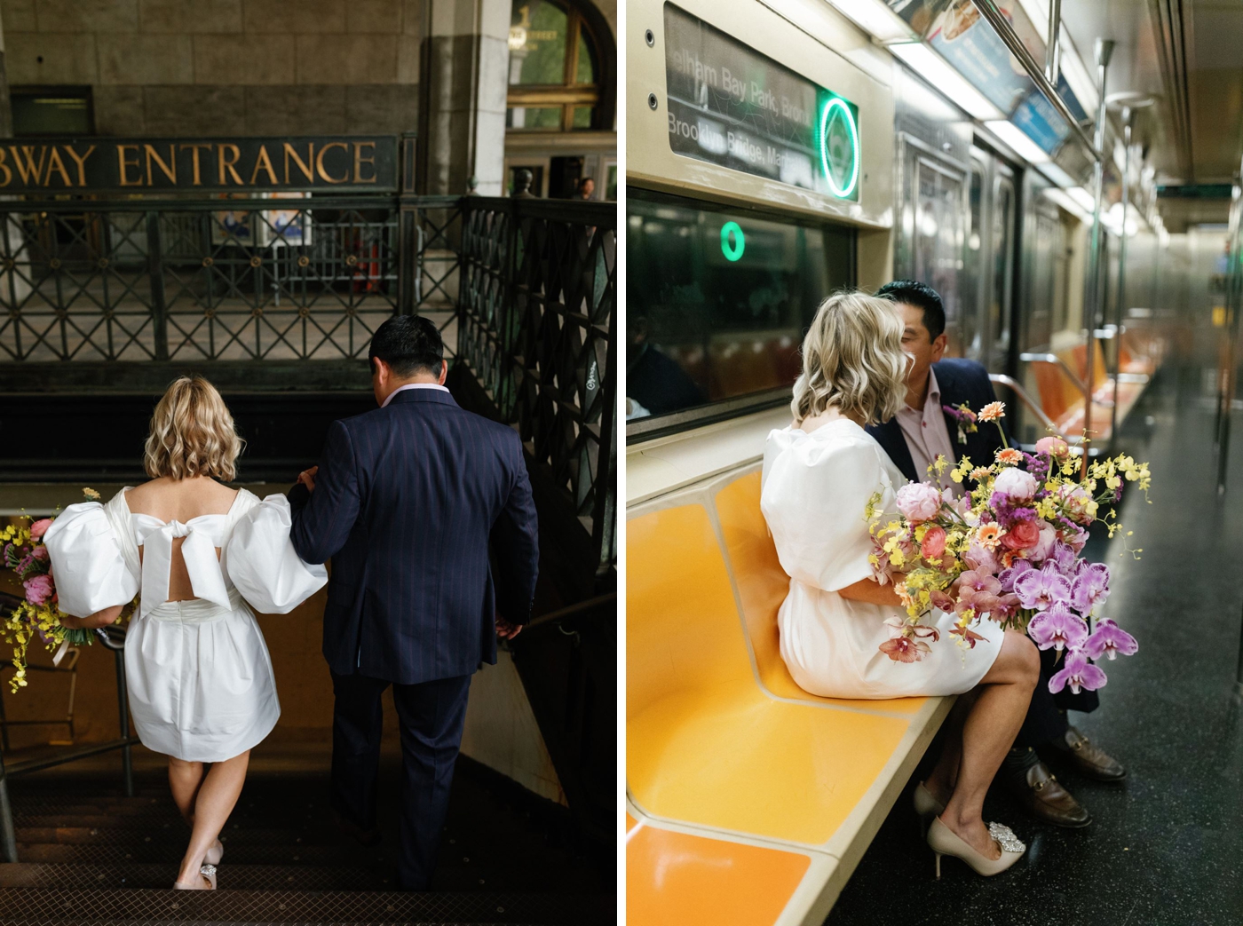 Subway photos for a New York City elopement